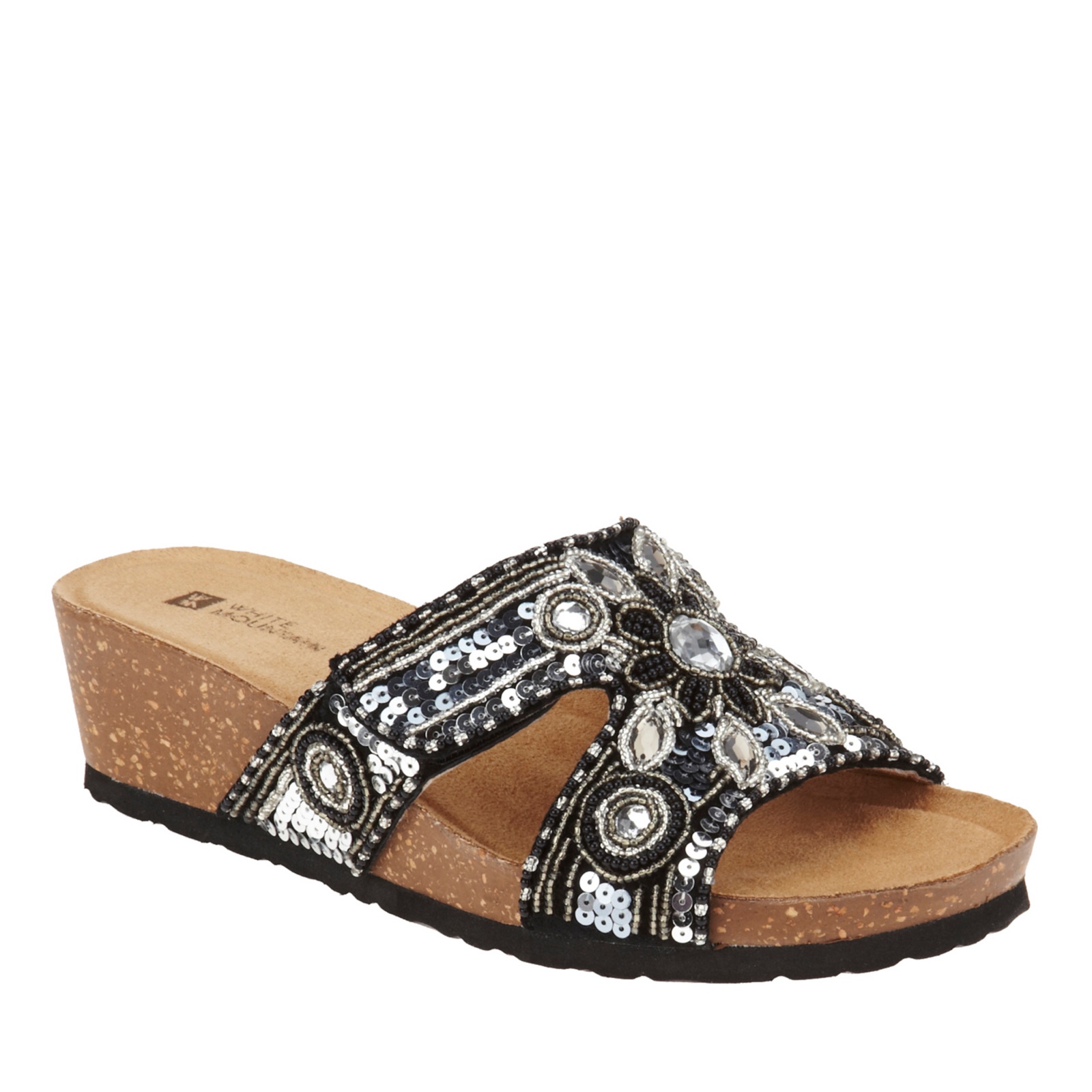 Details about White Mountain Blinker Jeweled Slide Sandals
